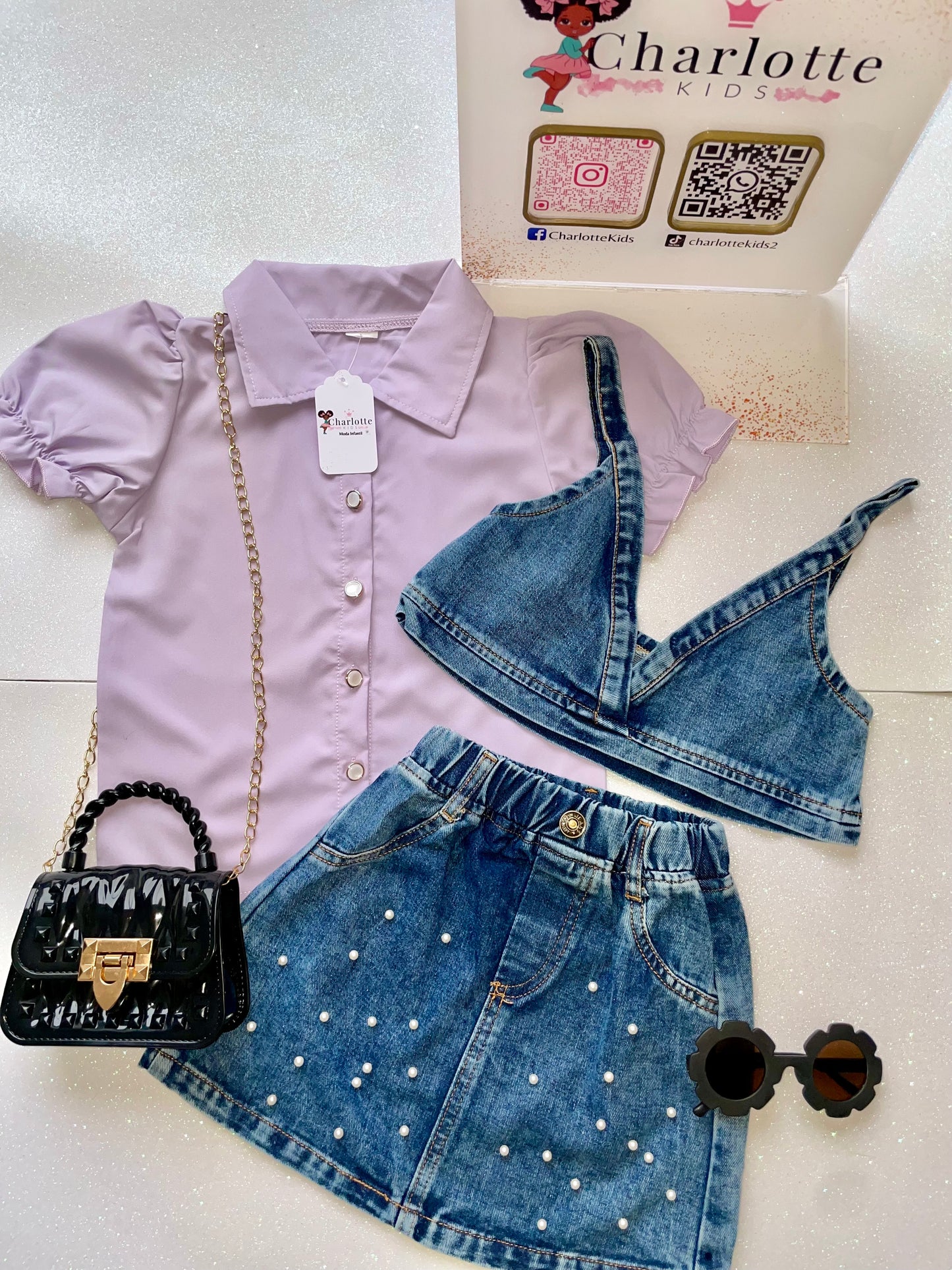 BLUSA ,CROP TOP Y FALDA ✨💜